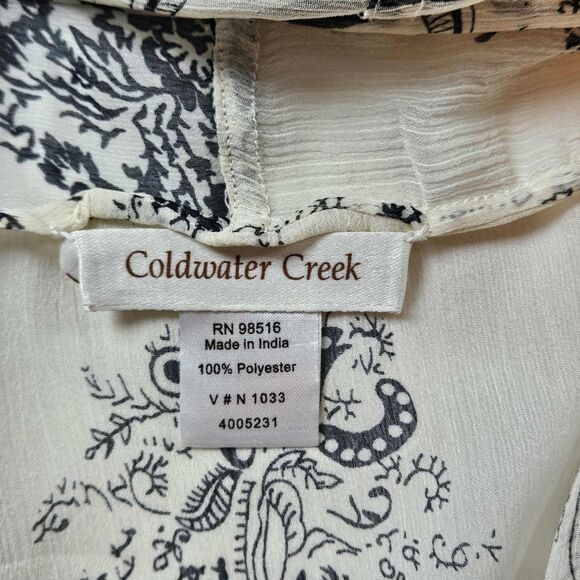 Coldwater Creek Boho Ivory & Black Floral Oversized Duster Vest - Picture 4 of 8
